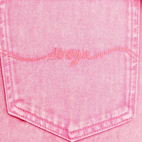 SEROYA Zuri Mini Pink Denim Skirt NEW Sz 26 - Picture 4 of 4